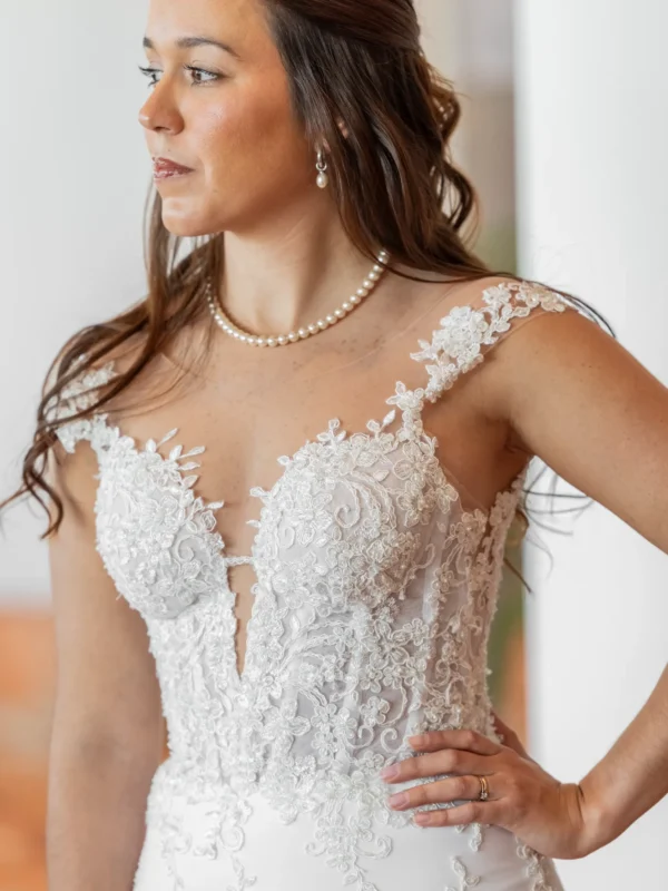 Corset transparente decorado con el tul bordado